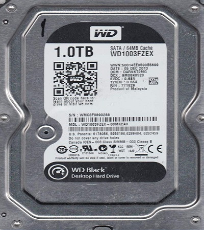 WD 1TB INTERNAL HARD DRIVE (BLACK) 3.5" SATA 7200RPM