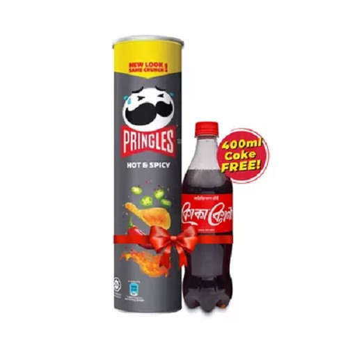 প্রিঙ্গেলস হট ও স্পাইসি পটেটো চিপস (ফ্রী কোকা কোলা ৪০০ মিলি)